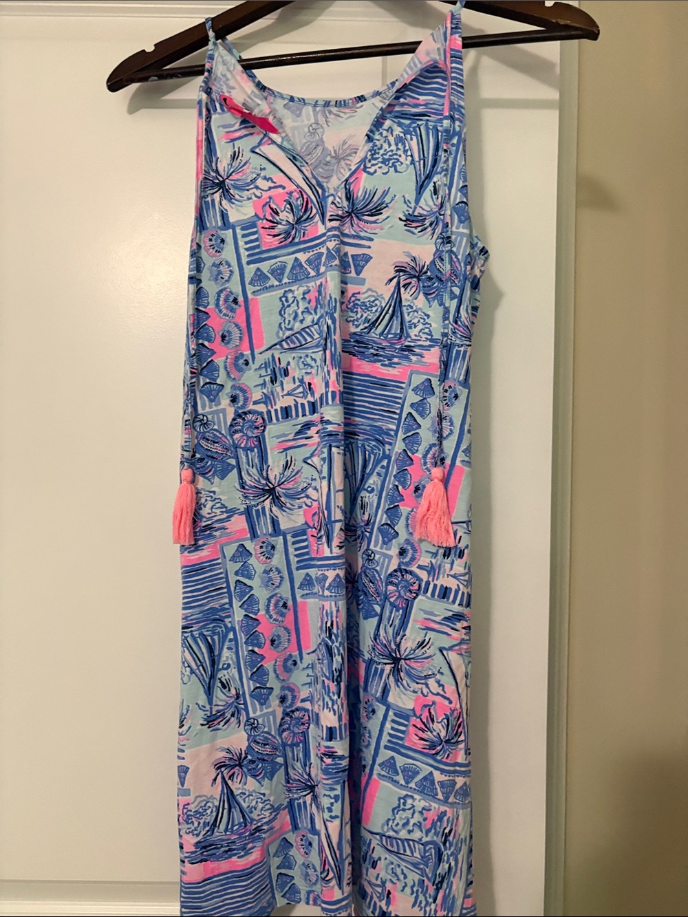 Lilly Pulitzer Blue and Pink Tropical Print Swim Coverup - Picture 3 of 3